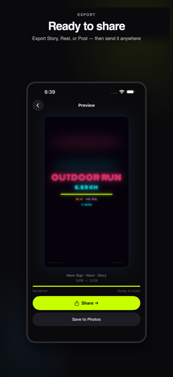 Workout Social — Ready to share